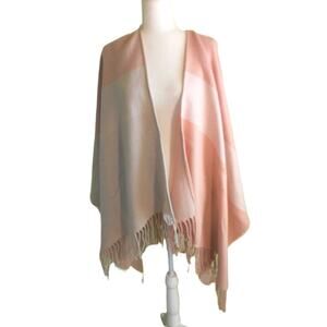 Soia & Kyo Scarf Wrap Women's One Size Cream Tan Soft Knit Color Block Fringed